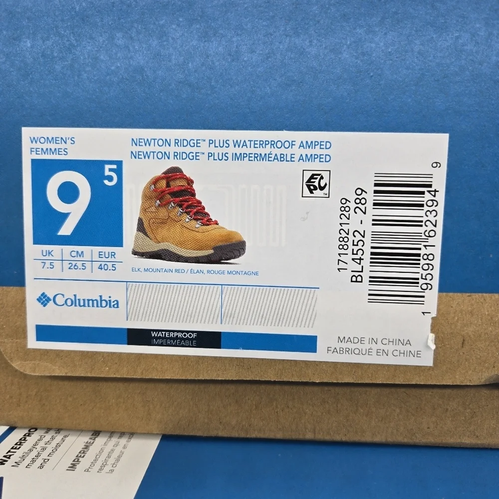 Columbia Newton Ridge Plus Women's Waterproof Hiking Boots Size 9.5 New